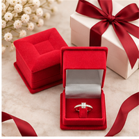 Boîte à bijoux en velours floqué grande taille pour ranger bagues et boucles d'oreilles, pour femmes et hommes, personnalisée, faite à la main, accessoires de mode, présentoir