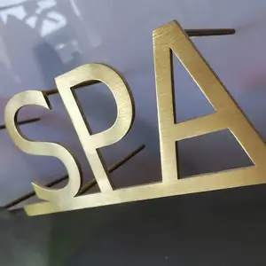 Kustom 3D Logo dinding logam tanda huruf dalam ruangan emas perak baja mawar papan alfabet