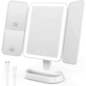 Modern Design Touch Control 1X 3X 5X Magnification Portable LED Personalized Single-Sided Silver Finish <b>Vanity</b> <b>Mirror</b> Lights - Product Image 1