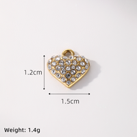 Pendentif en or jaune 18 carats en acier inoxydable résistant à l'eau avec diamant, breloque disque cœur en diamant magnifique