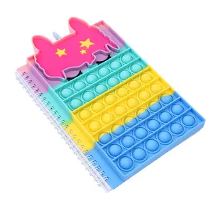 AU-DELÀ A5 A6 Enfants Silicone Bind Spiral Notebook Journal Imprimé Papier Couverture avec Pop Push Bubble Fidget