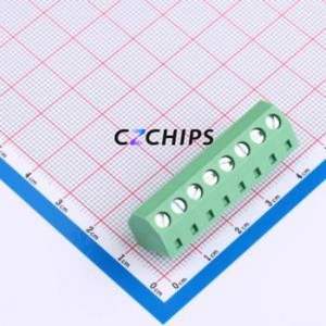 DB127S-5.08-8P-GN-S Screw Terminal Block Through hole Component (THT),P=5.08mm Connector 1x8P 5.08mm Green Through Hole - Product Image 1