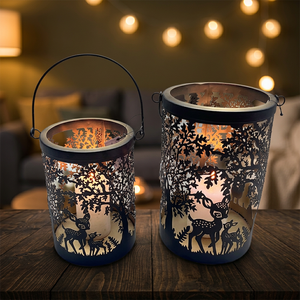 Ensemble de bougeoirs de Noël Sonnet Decor en fer noir, faits à la main, impression numérique 1 couleur, motif découpé, résistant à la chaleur, pour la maison - Product Image 2