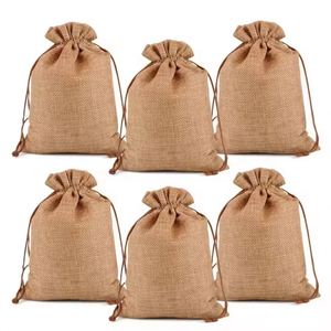 Wholesale Hemp Cord Pouches Gift Packing <b>Drawstring</b> Burlap <b>Bags</b> With Logo - Product Image 1