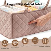 Organisateur de couches matelassé et résistant à l'eau, panier de rangement pour bébé rembourré avec séparateurs amovibles, grand panier de rangement pour couches et lingettes