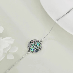 Bijoux à la mode 925 Sterling Silver Abalone Shell <span class=keywords><strong>Arbre</strong></span> <span class=keywords><strong>de</strong></span> <span class=keywords><strong>Vie</strong></span> Cercle Lien Chaîne <span class=keywords><strong>Bracelet</strong></span> pour les Femmes - Product Image 5