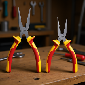 Alicates de punta fina Vevor de 8 y 6 pulgadas, de acero al carbono, con mordazas dentadas y mango de agarre suave para cortar y realizar trabajos de bricolaje. - Product Image 2