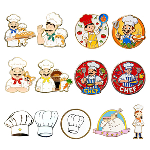 Broches de chef personnalisées en gros, émail doux, chapeau de cuisine, épingle à revers, personnage créatif, uniforme du personnel de <span class=keywords><strong>restaurant</strong></span>, badge en métal - Product Image 1
