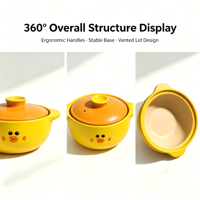 Pot en céramique minimaliste Yellow Duck avec couvercle en céramique, compatible avec les cuisinières à gaz, revêtement antiadhésif de qualité alimentaire, passe au lave-vaisselle et au four, 3L