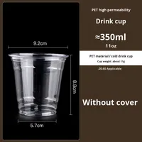 Tasse à thé au lait en plastique jetable pour animaux de compagnie avec couvercle transparent Emballage à emporter pour boissons froides Café Thé au citron Utilisation commerciale