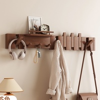Porte-manteau mural carré en bois pliable multifonctionnel pour entrée, cuisine et salle de bain