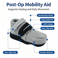 Chaussure de décompression pour l'avant-pied de qualité hospitalière, avec protection d'orteil amovible, maille respirante 3D, Velcro, cale en TPR, pour la récupération post-opératoire de la voûte plantaire