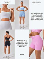 Ensemble de sport pour femme EnovStars avec logo personnalisé, soutien-gorge de sport dos en U et short cycliste taille haute, Conjunto Deportivo Mujer Conjuntos Fitness