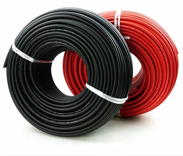 Tinned Copper Cable XLPE Insulated PVC Jacket Solar Cable 4mm 6mm 10mm 1000V/1500V Red Black 100m/200m for Photovoltaic Systems