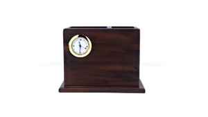 ที่จัดระเบียบโต๊ะทำงานไม้พร้อมนาฬิกาและที่ใส่ปากกาคู่ ที่จัดระเบียบโต๊ะสำนักงานระดับพรีเมียมพร้อมกรอบรูป ของขวัญสำหรับองค์กร - Product Image 2