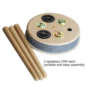 2个扬声器10w每个隐藏现代圆形木制顶部3橡木腿智能蓝牙扬声器茶几，带15w快速充电 - Product Image 5