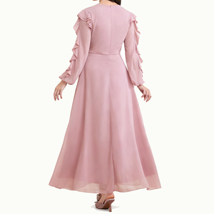 Vestito Lungo Elegante da Donna con Volant e Maniche Lunghe, Vestito Casual Aderente con Collo Tondo - Product Image 6