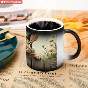 <b>Ceramic</b> <b>Mug</b> 11oz Frosted Black Heat Sensitive Color Changing Cup Wedding Guest Keepsake - Product Image 5