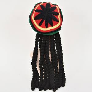 Jamica Crochet treccia lunga Bob Marley <span class=keywords><strong>Reggae</strong></span> cappello arcobaleno colore africano Dreadlocks etnico Rasta Kufi <span class=keywords><strong>Beanie</strong></span> con parrucca parrucca - Product Image 2