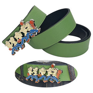 <span class=keywords><strong>Yogoo</strong></span> Belt Hebilla de PIN de esmalte de aleación de zinc personalizada con logotipo de impresión 3D de estilo Y2K y cinturón de cuero verde de diseño personalizado - Product Image 1