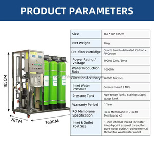Équipement d'osmose inverse industriel commercial à succès direct usine, pompe à eau potable directe pour hôtel, garantie 1 an, 1000 L/heure - Product Image 2