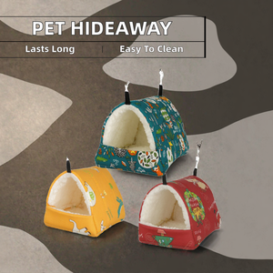 Eco-friendly Winter Small Pet Tent Soft Nest Comfortable Curtains Print Washable Velvet Hamster Tunnel Rabbit House Guinea Pig - Product Image 2