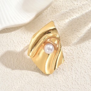Geometric Pearl <b>Ring</b> <b>Open</b> Design For Women Everyday Wear Jewelry - Product Image 3