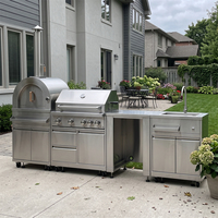 Cuisine extérieure modulaire multifonctionnelle en acier inoxydable 304 certifiée CE, résistante aux chocs, pour jardin et patio