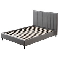 Juego de Muebles de Dormitorio de Lujo, Cama Doble, Queen Size, King Size, Plataforma Ahorradora de Espacio, Tapizada en Tela de Terciopelo