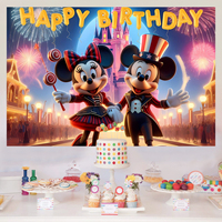Articles de fête promotionnels, bannière Mickey Mouse, toile de fond pour les décorations d'anniversaire des enfants