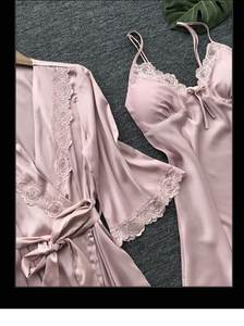 2 pezzi Set pigiama da donna in pigiama da casa in raso abito in pizzo abito da notte con scollo a V da sposa Nighty & Rob - Product Image 5