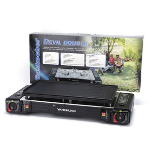 Estufa de <span class=keywords><strong>Butano</strong></span> Portátil de Doble Quemador Multiusos para Acampar al Aire Libre, Cocina de Supervivencia para Asar Carne al Estilo Coreano - Product Image 2