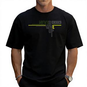 Camiseta Deportiva Retro para Hombre, Envío Directo desde Almacén en EE. UU., Manga Corta, 100% Algodón, Estampada, Transpirable, Diseño Motivacional Ecológico, 180 - Product Image 1