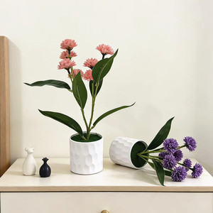 Bonsái de claveles artificiales Paulon de 27 cm en blanco, morado y rosa para decoración del hogar y la oficina. - Product Image 3