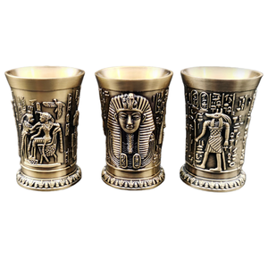 كؤوس شوت برونزية صغيرة على شكل رصاصة بتصميم مصري قديم للبيع بالجملة، أكواب إبداعية مخصصة للبار بفوهة واحدة - Product Image 5