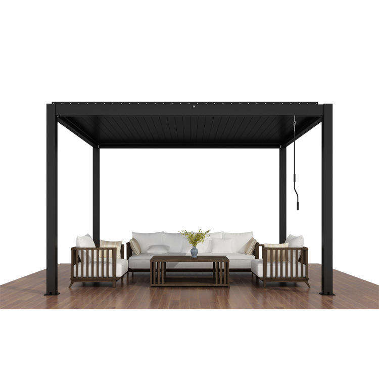 Vast Aluminum Louvered Pergola 6x4m Square Pavilion Motorized LED Glass ...