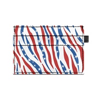 Porte-cartes de crédit personnalisable double face en PU, avec impression par transfert thermique à la demande, motifs animaux/floraux, bouton