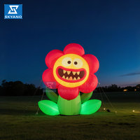 Fleurs gonflables de plantes Piranha, horreur gonflable d'Halloween avec décoration de fête à lumière LED