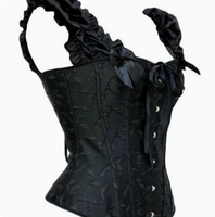 Corset de cosplay noir et blanc, taille 6XL, costume sexy en dentelle, 6 rangées de boucles en acier, bretelles réglables, gaine de taille de haute qualité