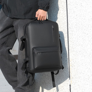 High-End Dual-Sided Waterproof Laptop Backpack PU Polyester <b>Bag</b> Zipper Cross-Border Fashion for Men Women's - Product Image 2