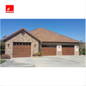 Alland personalizado americano al por mayor grano de madera nuevo diseño aislado residencial doble <span class=keywords><strong>puerta</strong></span> de garaje para el hogar personalizado Villa moderna - Product Image 6