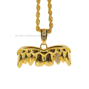 Hip-hop <b>Braces</b>, Pendants, Accessories, Diamond-encrusted and Cool Daily Street Gold Tooth Necklace Pendant <b>Men</b> - Product Image 4
