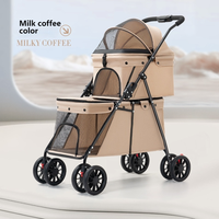 Nouvelle poussette double pour animaux de compagnie 2025 – Cadre métallique durable, grand espace, pliable, 4 roues, confortable et portable pour promenades et voyages avec chien