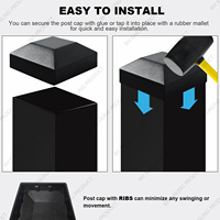 Tapa de poste de aluminio de calidad de 2'' con superficie plana, ornamental, para valla de jardín, marco de seguridad, superficie recubierta, muestra 3D, herrajes para valla