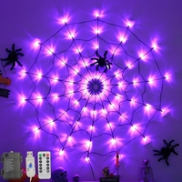 Guirlande lumineuse araignée géante d'Halloween, télécommande, 8 modes, fonctionne à piles, étanche, LED, décoration extérieure pour fêtes