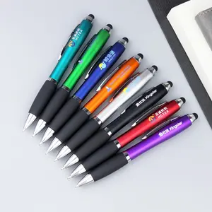 Groothandel Reclame Led Verlichting Pen Met Stylus Custom Gedrukt Logo Plastic Schrijven Balpen