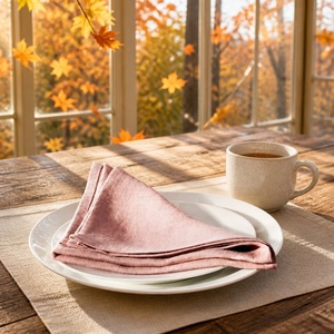 Serviette de table en lin naturel teint à la main, 40x40cm, personnalisable en usine, lavable en machine, pour la décoration de la maison, vente en gros - Product Image 4
