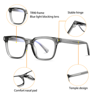 Hbk cổ điển màu xám quang khung vuông màu xanh ánh sáng Chặn kính TR90 + CP đường phố ảnh lớn khung bảo vệ màu phong cách - Product Image 6