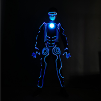 Costume néon lumineux EL Wire Tron avec lumière LED sur la poitrine pour Halloween, cosplay et soirées rave