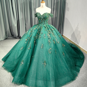 bridal dresses in green colour Amazing Dark Green Off the Shoulder Lace Ball Gown Wedding Dress,Green –  Siaoryne